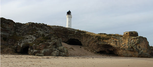 Covesea Lighthouse and Caves near Lossiemouth Moray